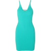 Turquoise Stretch-Knit Mini Sweater Dres - Dresses - 