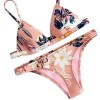 Twinsmall Floral Print Strappy Bikini Set,Bandage Backless Swimsuit For Women - 水着 - $3.99  ~ ¥449
