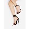 Two Part Stiletto Velvet Sandals - Sandals - $28.00 