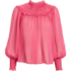 ULLA JOHNSON Arabella Silk Pleated Blous - Long sleeves shirts - 
