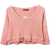 U-neck Drawstring Knit Top T-shirt - 长袖衫/女式衬衫 - $27.99  ~ ¥187.54