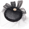 Unique Vintage Black Sinamay & Rhineston - Hat - 