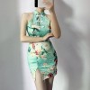 Upskirt Girl Floral Halter Improved Cheongsam Dress - ワンピース・ドレス - $25.99  ~ ¥2,925