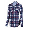 Urban CoCo Women's Classic Plaid Shirt Button Down Long Sleeve Blouse - 半袖シャツ・ブラウス - $17.86  ~ ¥2,010