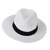 Urban CoCo Women's Wide Brim Straw Panama Floppy Beach Sun Hat with Strap - ハット - $11.68  ~ ¥1,315