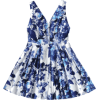 V Neck Cut Out Floral Flare Dress - Haljine - 