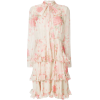 VALENTINO rose-print tiered dress - Vestidos - 