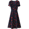 V-Neck Cherry Long Floral Dress - Dresses - $25.99 