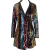 V-Neck Colorful Striped Sequin Cross Ban - 连衣裙 - $65.99  ~ ¥442.16