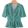 V-Neck Front Button Down Shirt Top - 半袖衫/女式衬衫 - $25.99  ~ ¥174.14