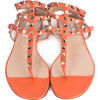 Valentino Orange Leather Rockstud Flat S - Sandals - 