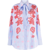 Valentino floral lace pinstripe shirt - Camisa - longa - 