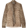 Valentino leopard-print silk-crepon blou - Camisa - longa - 