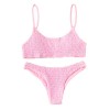 Verdusa Women's 2 Peices Smocked Underwire Bathing Suit Bandeau Top Thong Swimsuits - Swimsuit - $16.99 