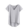 Verdusa Women's Casual V Neck Short Sleeve High Low Tunic Loose Tops - 半袖衫/女式衬衫 - $9.99  ~ ¥66.94