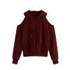Verdusa Women's Cold Shoulder Sweatshirt Hoodie Pullover Tops - 半袖衫/女式衬衫 - $8.99  ~ ¥60.24