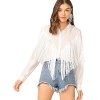 Verdusa Women's Fringe Trim Long Sleeve Button Up Blouse Shirt Top - Shirts - $26.99 