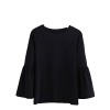 Verdusa Women's Round Neck 3/4 Bell Sleeve Solid Blouse Top T-shirt - Camisa - curtas - $6.99  ~ 6.00€