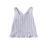 Verdusa Women's Scoop Neck Bow Back Ruffle Trim Striped Top - 半袖衫/女式衬衫 - $8.99  ~ ¥60.24
