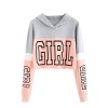 Verdusa Women’s Sporty Graphic Color Block Pullover Hoodie Crop Sweatshirt - Shirts - $15.99 
