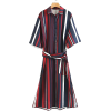 Vertical Striped Slit Side Shirt Dress - sukienki - 