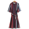 Vertical Striped Slit Side Shirt Dress - Obleke - 