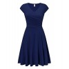 V fashion Women's Casual V Neck Cotton Dresses Vintage Elegant Swing Dress - Dresses - $14.99 