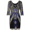 Vijiv 1920s Flapper Dress With 3/4 Sleeve V Neck Squins Cocktail Gatsby Dresses - ワンピース・ドレス - $30.99  ~ ¥3,488