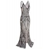 Vijiv 1920s Long Slit Prom Dresses Deep V Neck Sequin Mermaid Bridesmaid Evening Dress - Dresses - $43.99 