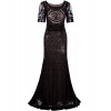 Vijiv 1920s Long Wedding Prom Dresses 2/3 Sleeves Sequin Beaded Party Formal Evening Gowns - Dresses - $49.99 