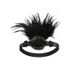 Vijiv Black Beaded Flapper Headband Inspired Great Gatsby 1920s Headpiece Accessories Feather Vintage - Hat - $13.99 
