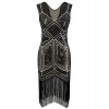 Vijiv Vintage 1920s Dress Flapper Costume Black Sequin Fringe Party Gatsby Dresses - sukienki - $24.99  ~ 21.46€