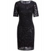 Vijiv Vintage 1920s Gatsby Sequin Beaded Lace Cocktail Party Flapper Dress With Sleeves - Dresses - $36.99 