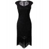 Vijiv Vintage 1920s Inspired Embellished Beaded Lace Cocktail Flapper Dress - 连衣裙 - $33.99  ~ ¥227.74