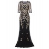 Vijiv Vintage 1920s Long Wedding Prom Dresses 2/3 Sleeve Sequin Party Evening Gown - 连衣裙 - $43.99  ~ ¥294.75