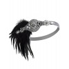 Vijiv Vintage Black Feather Silver 20s Headpiece 1920s Flapper Headband - Accessories - $12.99 