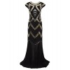Vijiv Women's 1920s Beaded Flapper Dress Sequin Maxi Formal Wedding Evening Gown - Dresses - $39.99 