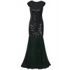 Vijiv Womens 1920s Inspired Cap Sleeve Beaded Sequin Gatsby Long Evening Prom Dress - Платья - $19.99  ~ 17.17€