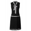 Vijiv Womens 1920s Midi Flapper Dress V Neck Grey Bow Roaring 20s Great Gatsby Dress - Dresses - $29.99 