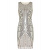 Vijiv Women's 1920s Sequined Inspired Beaded Gatsby Flapper Evening Dress Prom - Платья - $29.99  ~ 25.76€