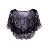 Vijiv Womens Vintage 1920s Shawl Beaded Sequin Deco Evening Cape Shrug Bolero Flapper Cover Up - トップス - $17.99  ~ ¥2,025