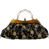 Vintage Amber Plate Beaded Golden Floral Clasp Purse Clutch Evening Handbag w/Detachable Chain - ハンドバッグ - $42.50  ~ ¥4,783