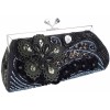 Vintage Beaded Stones Flower Baguette Clutch Evening Handbag Purse Black - Clutch bags - $43.99 