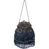 Vintage Flowers Seed Bead Flapper Clutch Evening Handbag, Clasp Purse w/Hidden Chain Gray - ハンドバッグ - $39.99  ~ ¥4,501