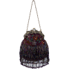 Vintage Flowers Seed Bead Flapper Clutch Evening Handbag, Clasp Purse w/Hidden Chain Purple - Hand bag - $39.99 