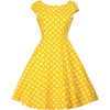 Vintage Polka Dot Skater Dress - Yellow  - Obleke - 