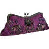 Vintage Rhinestones Beaded Rosette Pattern Evening Handbag, Clasp Purse Clutch w/2 Detachable Chains Purple - Clutch bags - $25.50 