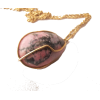 Vintage 18K Yellow Gold Rhodonite Egg  - Necklaces - $120.00 