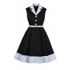 Vintage 50s Sleeveless Lace Marilyn Monroe Rockabilly Dresses for Women,Black,S - Dresses - $25.99 