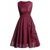 Vintage A-Line Contrast Dress Lace Chiffon Prom Gown for Women - Dresses - $29.09 